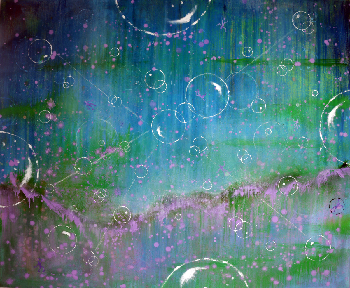 blue purple green (6) Oil on Board